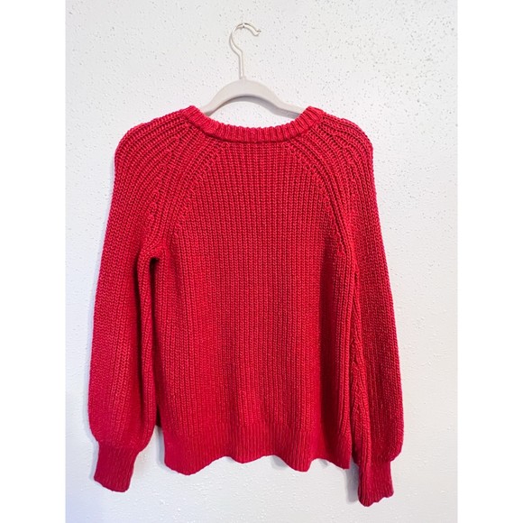 Madewell Balloon Sleeve Pullover Knit Sweater in Red Size XS - Picture 5 of 8